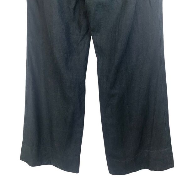 Loft Black Linen Julie Wide Leg Pants Size 6 - Picture 4 of 8